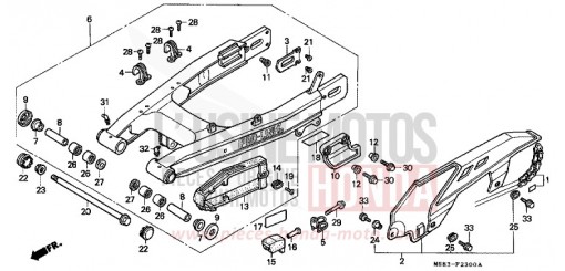 REAR FORK/CHAIN CASE XRV650J de 1988